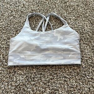 Lululemon Energy Bra long line ribbed gray Camo size 10